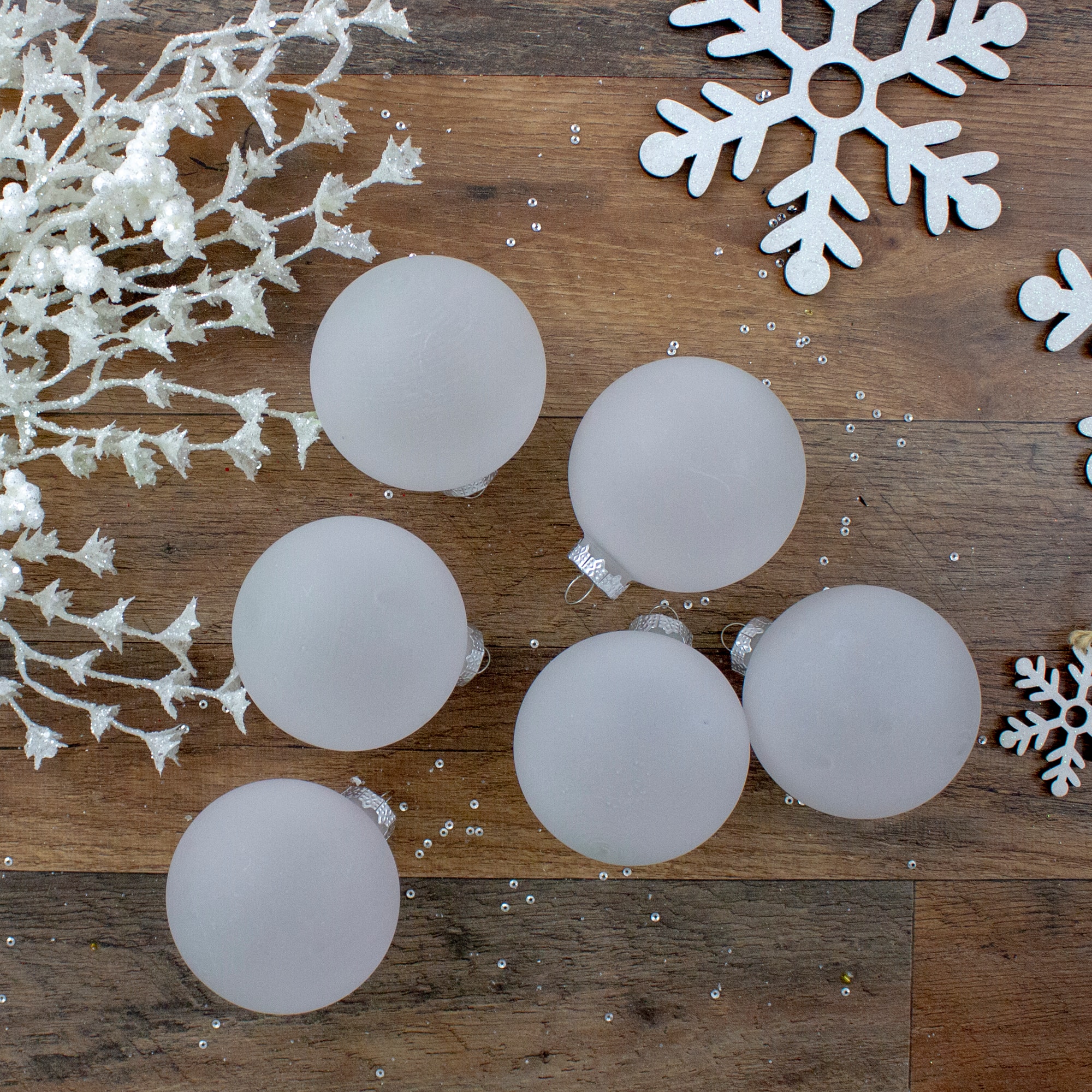 6ct. 3.25" Matte Frosted White Glass Ball Ornaments